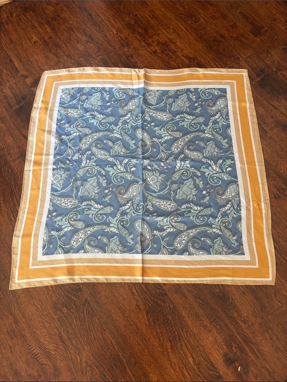 Blue and Gold Paisley Decorative Scarf